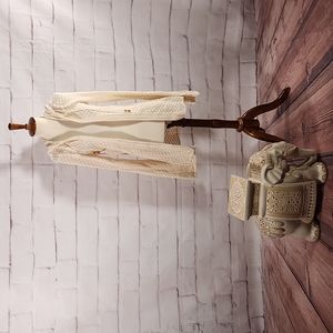 Athleta Organic Cotton Crochet Sweater Cardifan Jacket